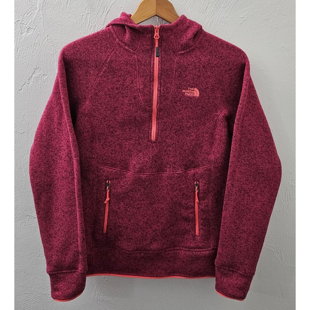 The North Face Women's Hooded 1/2 Zip Jacket‎ Size Small Pink Coral Outdoor Logo